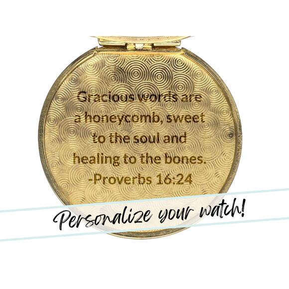 Honeybee Pocket Watch – Gold Finish, Crystal Accents, Nature-Inspired Bee Gift - Picture 9 of 11